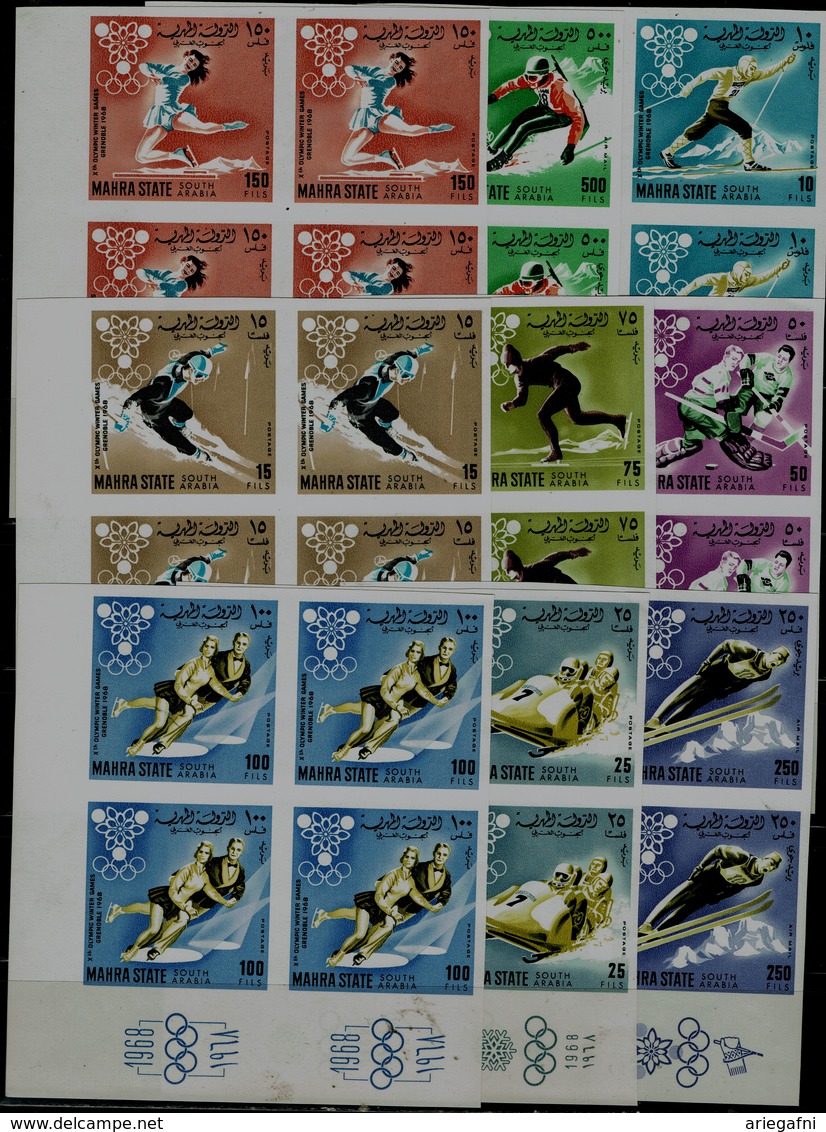 ADEN ( MAHARA STATE) 1967 WINTER OLYMPICS GAMES GRENOBLE BLOCK OF 4 IMPERF MI No 39-47B MNH VF!! - Winter 1968: Grenoble