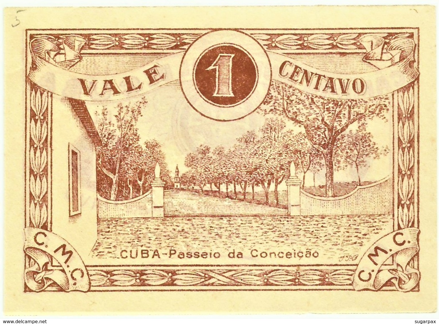 CUBA - Cédula De 1 Centavo - M.A. 802 - 31.12.1919 - Passeio Da Conceição - Portugal - Emergency Paper Money Notgeld - Portugal