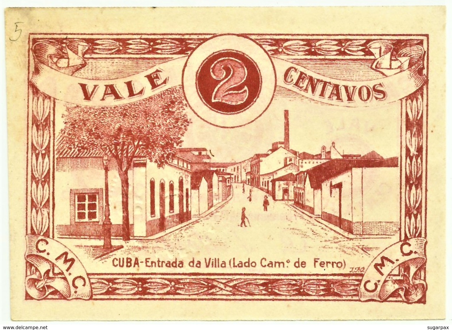 CUBA - Cédula De 2 Centavos - M.A. 803 - 31.12.1919 - Entrada Da Villa - Portugal - Emergency Paper Money Notgeld - Portugal