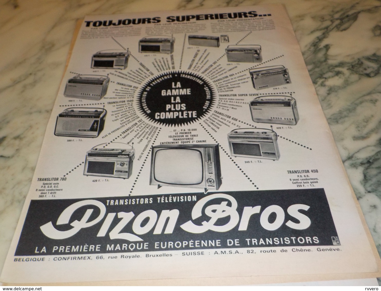 ANCIENNE  PUBLICITE TOUJOURS SUPERIEUR  PIZON BROS 1962 - Autres & Non Classés