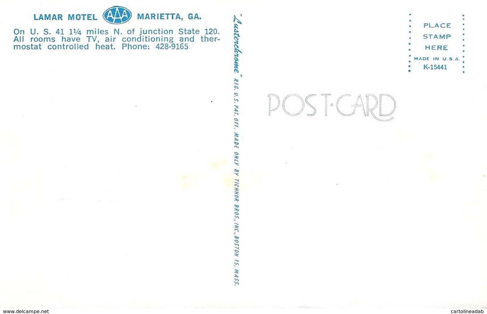 [DC12157] CPA - UNITED STATES - GEORGIA - MARIETTA - LAMAR HOTEL - Non Viaggiata - Marietta