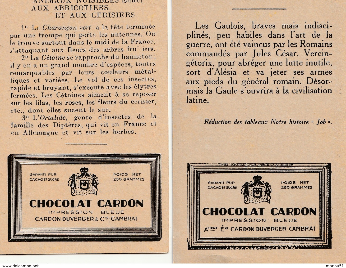 Lot De 4 Chromos Divers - Chocolat CARDON - Autres & Non Classés