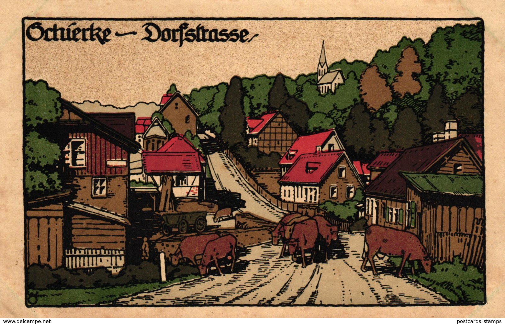 Schierke, Dorfstrasse, Steindruck AK, Um 1920 - Schierke