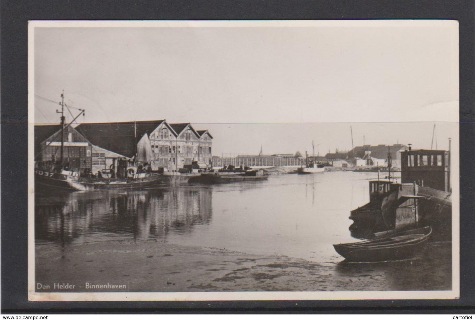 DEN HELDER-BINNENHAVEN-SCHEEPVAART-PENICHES-CHEMISCHE-FABRIEK-VERZONDEN KAART-1950-ZEGEL VERWIJDERD-RARE-ZIE 2 SCANS! - Den Helder