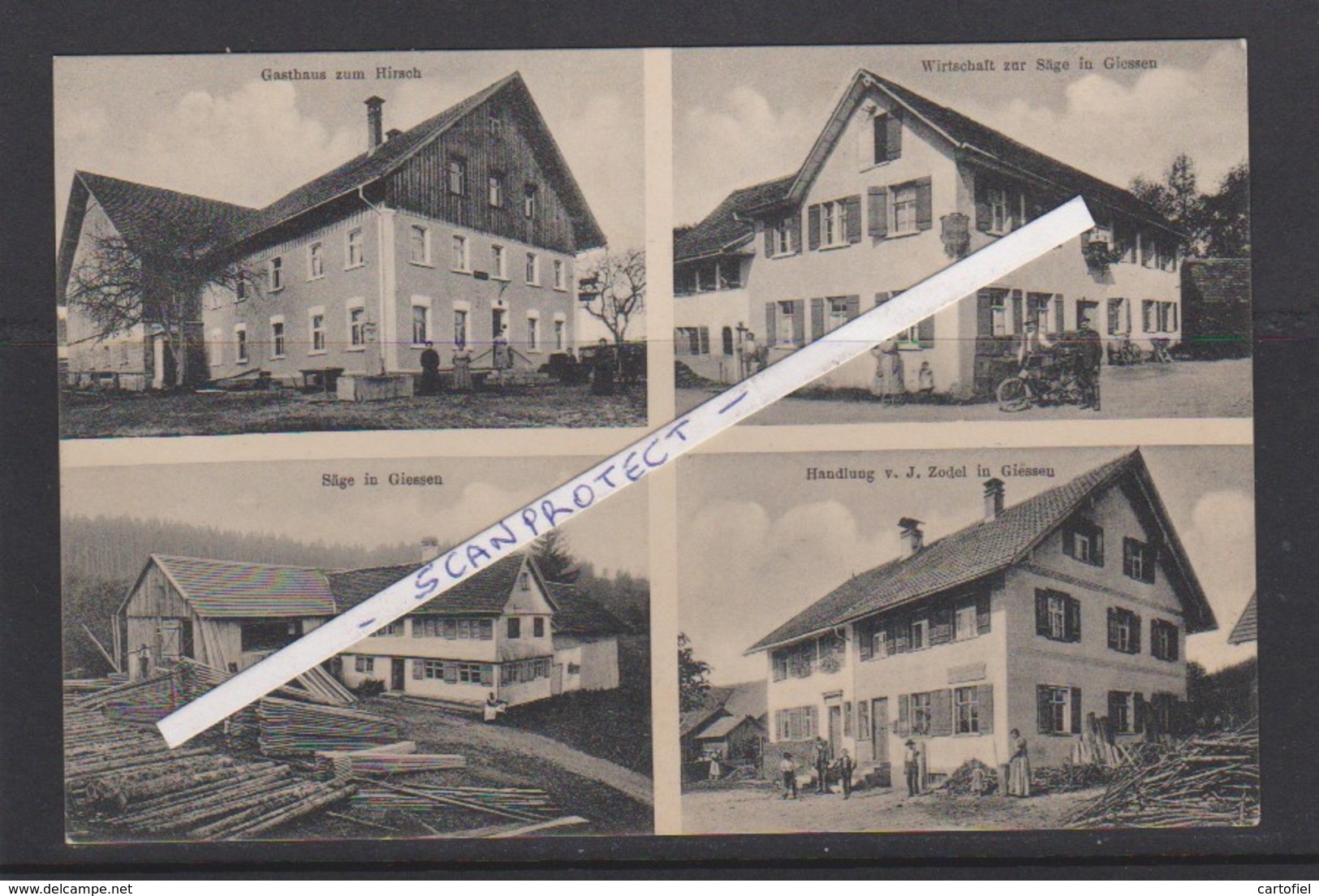 GIESSEN-WANGEN IM ALGAU-GASTHAUS+WIRTSCHAFT+SAGE+HANDLUNG-NICHT GELAUFEN-SEHE 2 SCANS-SEHR RARE ALTE CARTE - Wangen I. Allg.