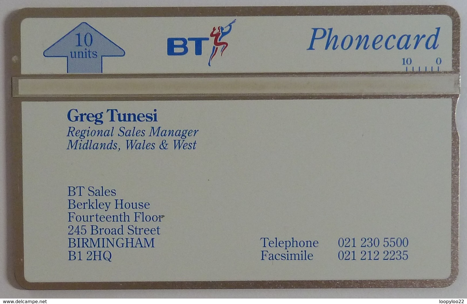 UK - Great Britain - BT & Landis & Gyr - Visiting - Business Card - Greg Tunesi - BTV073 - Without Control - BT Generales