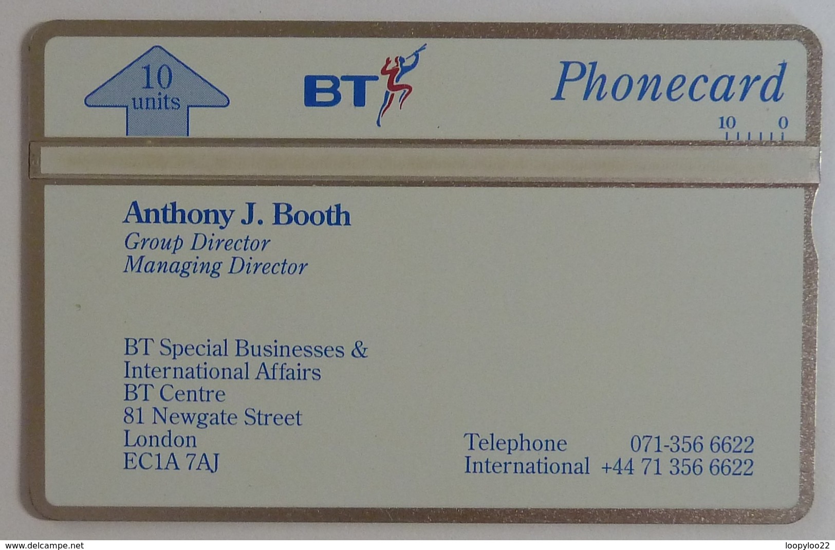 UK - Great Britain - BT & Landis & Gyr - Visiting - Business Card - Anthony J Booth - BTV070 - Without Control - BT Generales
