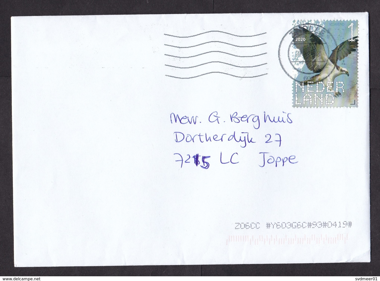 Netherlands: Cover, 2020, 1 Stamp, Fish Eagle, Osprey Bird, Endangered Animal (damaged At Back) - Lettres & Documents