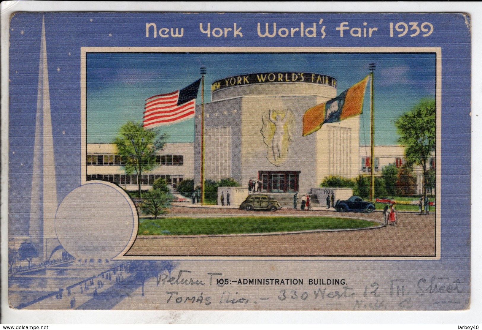 Cpa New York World S Fair 1939 Administration Building - Exposiciones