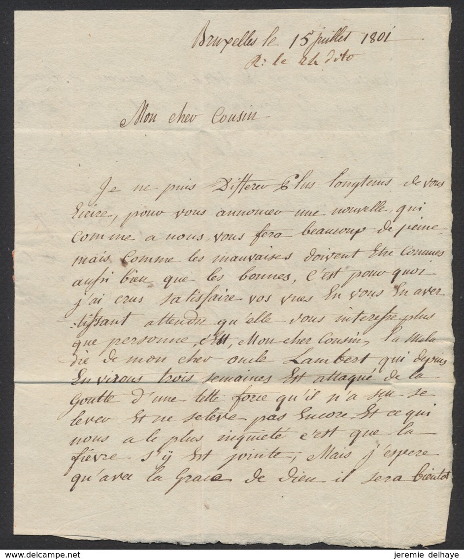 Précurseur - LAC Datée De Bruxelles 15/7/1801 + Obl Linéaire Rouge 94 / BRUXELLES Et Manusc. CITO CITO > Liège - 1794-1814 (Periodo Francese)