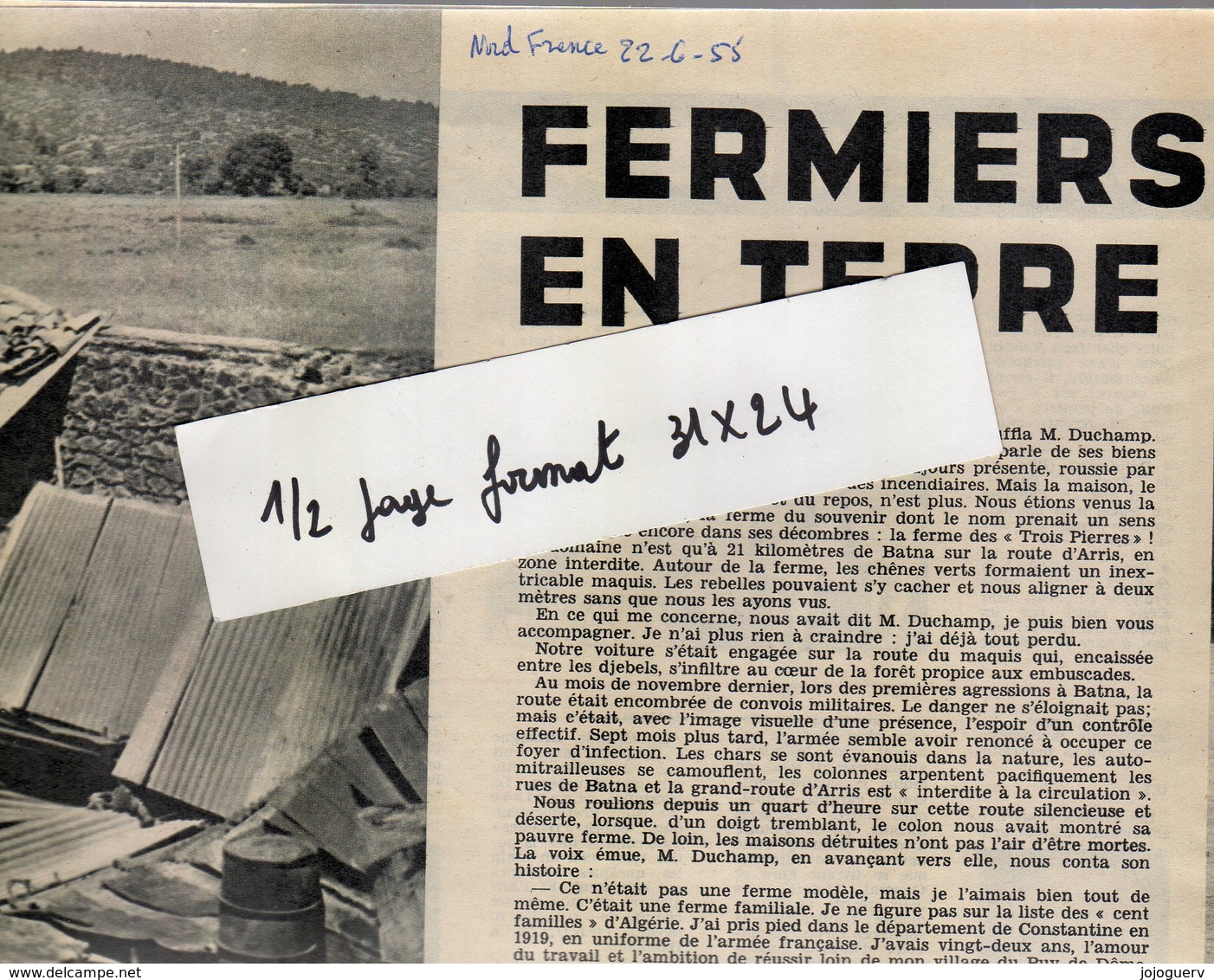 Extrait De Nord Fr A Batna Sur La Route D'Arris La Ferme Des Trois Pierres Est En Ruines ( Constantine - 1950 à Nos Jours