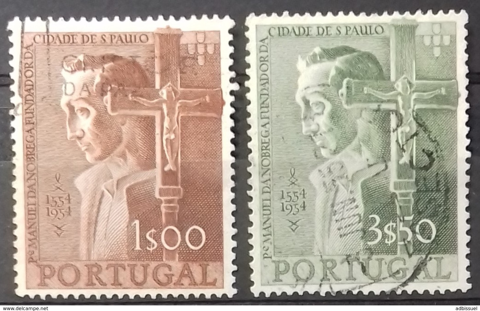 PORTUGAL N° 813 à 815 COTE 4 € OBLITERES 4ème CENTENAIRE DE LA FONDATION DE LA VILE DE SAO POLO (BRESIL) 1955 - Gebruikt