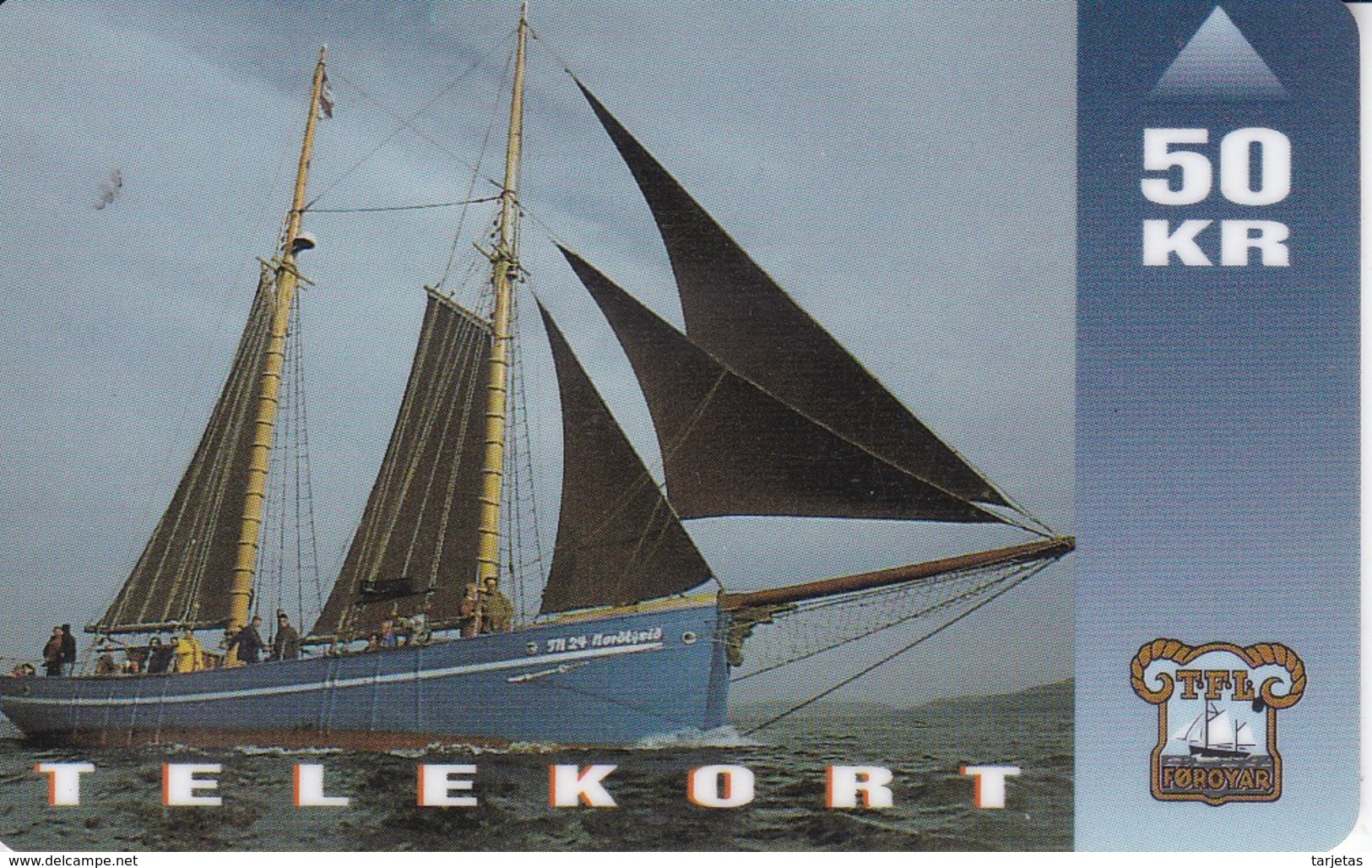 TARJETA DE LAS FEROE DE 50 KR DE UN BARCO (BARCO-SHIP) - Islas Faroe