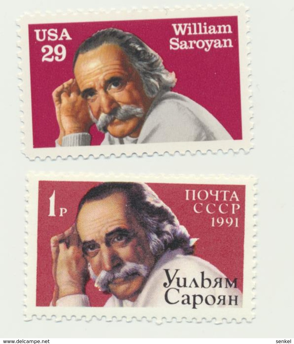 696 USSR 1991 Mi 6201 1,0 €  USA 2136 0,8 € Writer Saroyan - Andere & Zonder Classificatie