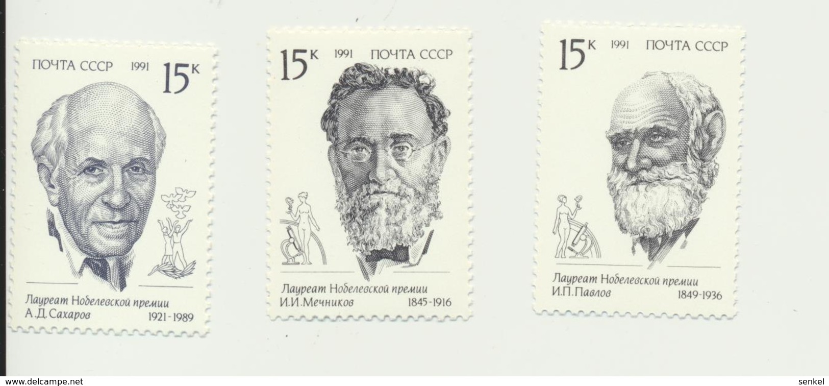 707 USSR 1991 Mi 6197-99 0,5 € Mint  Nobel - Otros & Sin Clasificación