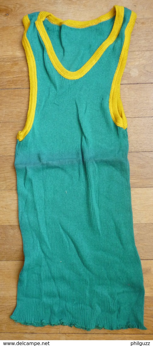 Une CHEMISE Débardeur Marcel Modèle Sport ATHLETISME EN COTON VERT Liseret JAUNE Années 40-50 - Altri & Non Classificati