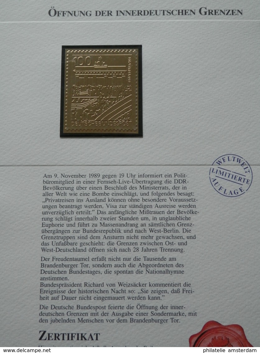 Germany Federal Republic 1947-1991: Rarities in limited 99.8% fine gold edition