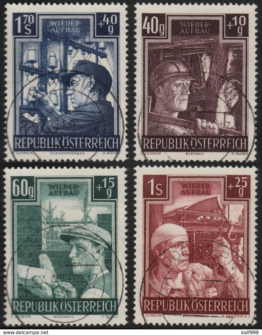 ✔️ Österreich Autriche 1951 - Wiederaufbau - Ank. 977/980 Mi. 960/963 Zentral Gest. (o) - €70 - Used Stamps