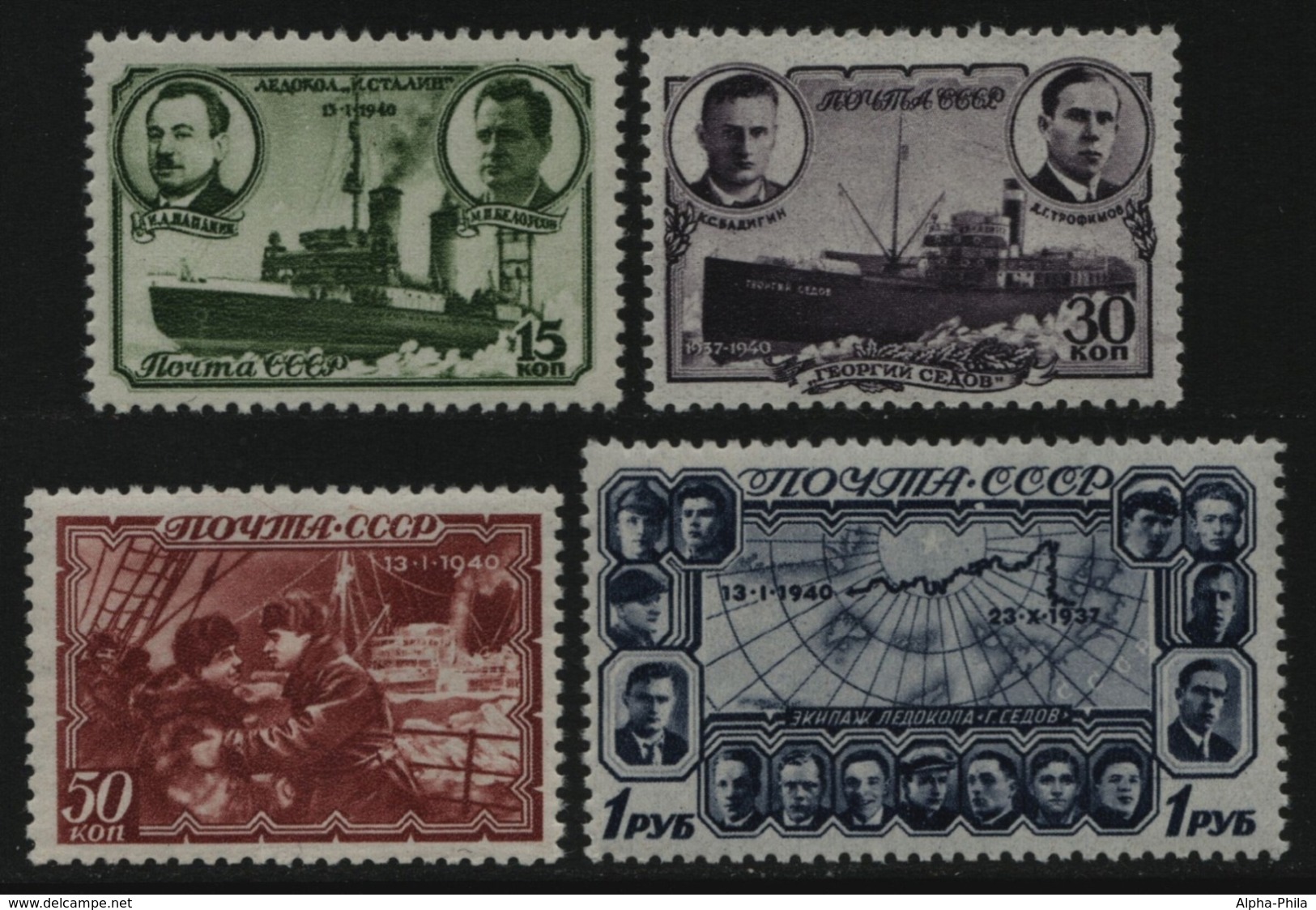 Russia / Sowjetunion 1940 - Mi-Nr. 741-744 ** - MNH - Eisbrecher G. Sedow (III) - Neufs