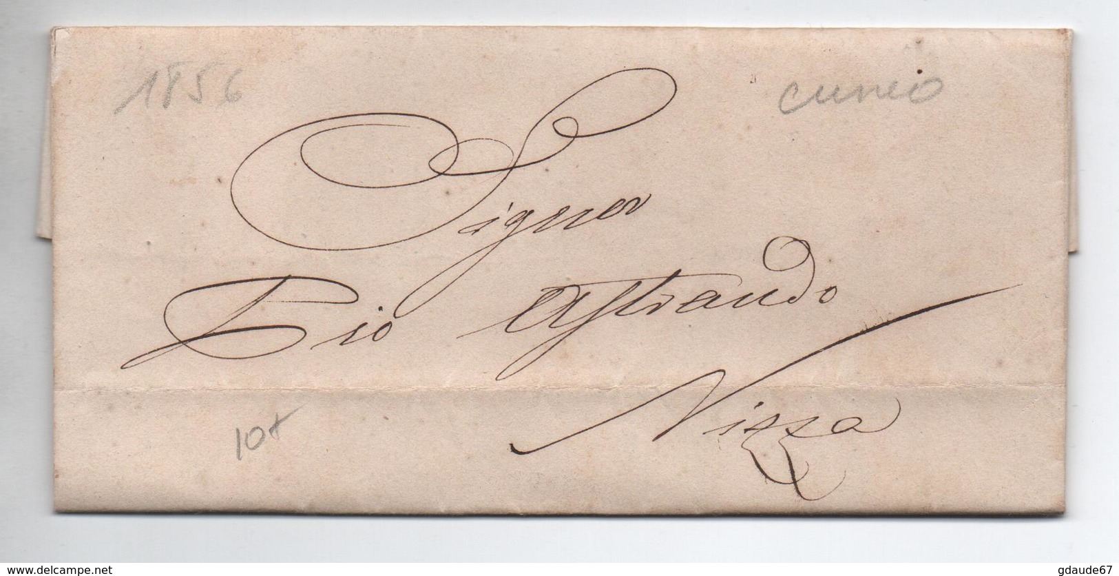 1856 - LETTRE De CUNEO Pour NICE - 1. ...-1850 Prefilatelia