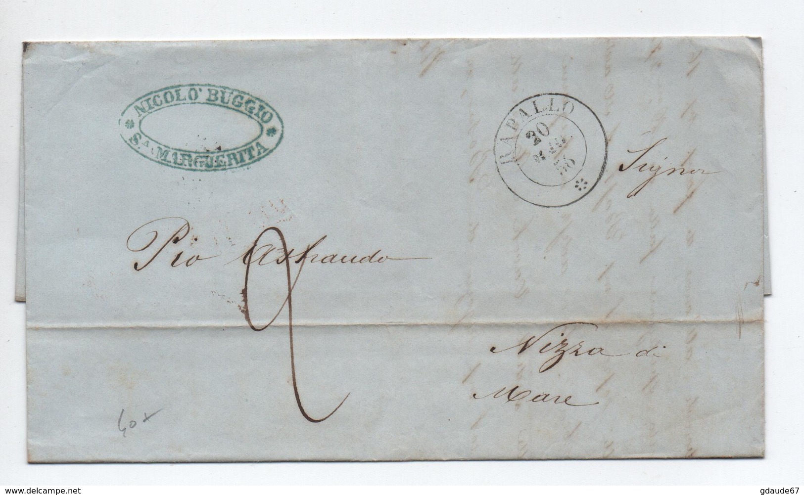 1856 - LETTRE De RAPALLO Avec CACHET SARDE Pour NICE - CACHET SARDE - Sardaigne