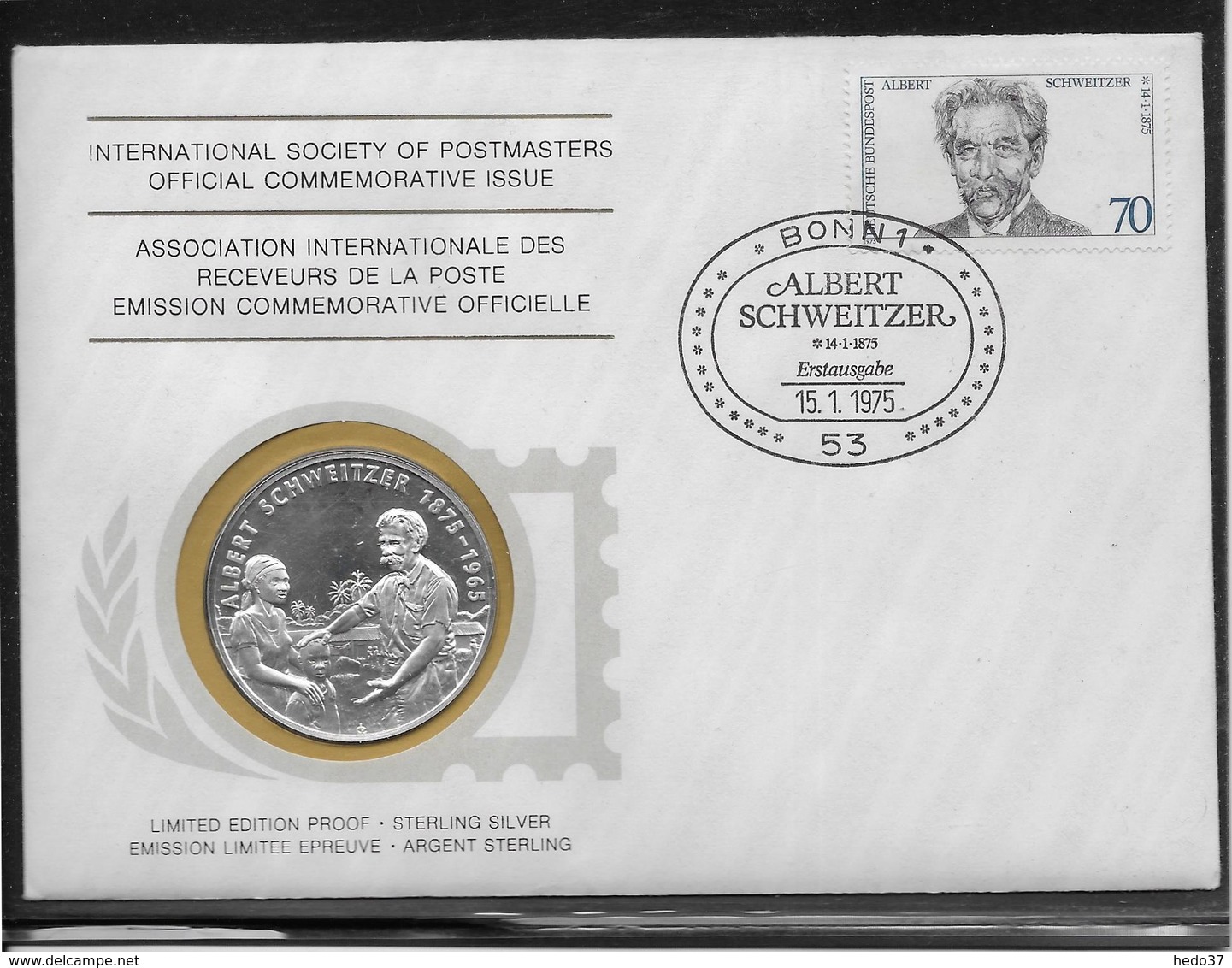 Thème Albert Schweitzer - Allemagne - Enveloppe & Médaille En Argent - TB - Albert Schweitzer