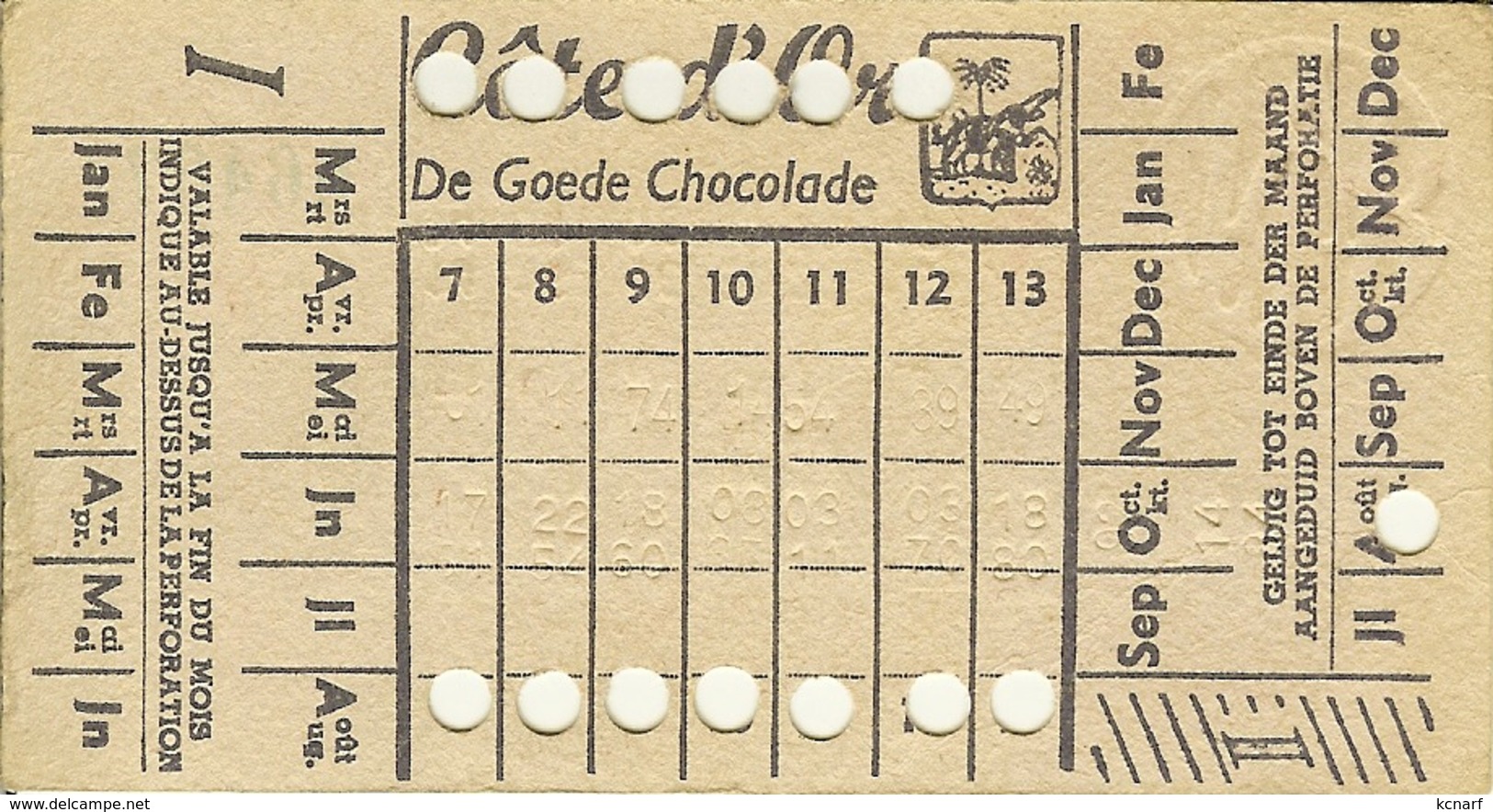 Carte De 13 Voyages Urbains S.T.I.B / M.I.V.B Avec Pub Le Bon Chocolat ôte D'Or / De Goede Chocolade . - Europa