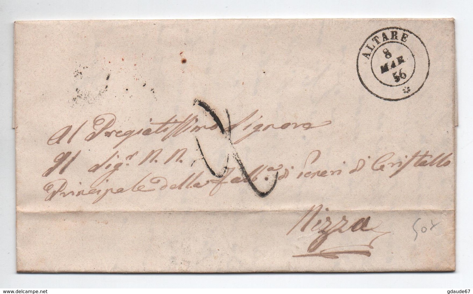 1859 - LETTRE De SASSARI Avec CACHET SARDE Pour NICE - Sardinien