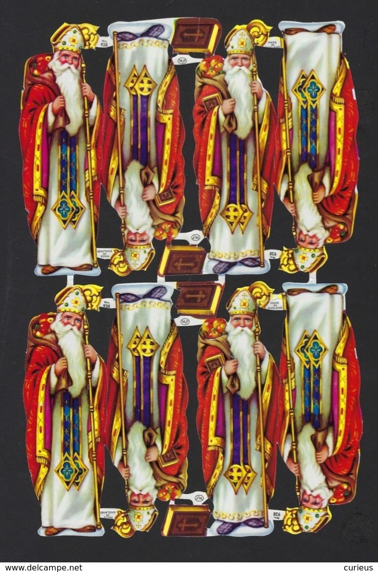 CHROMOS DECOUPEES * SAINT NICOLAS * SINTERKLAAS * MADE IN ENGLAND N° 928 * 24.5 X 15.5 CM - Other & Unclassified