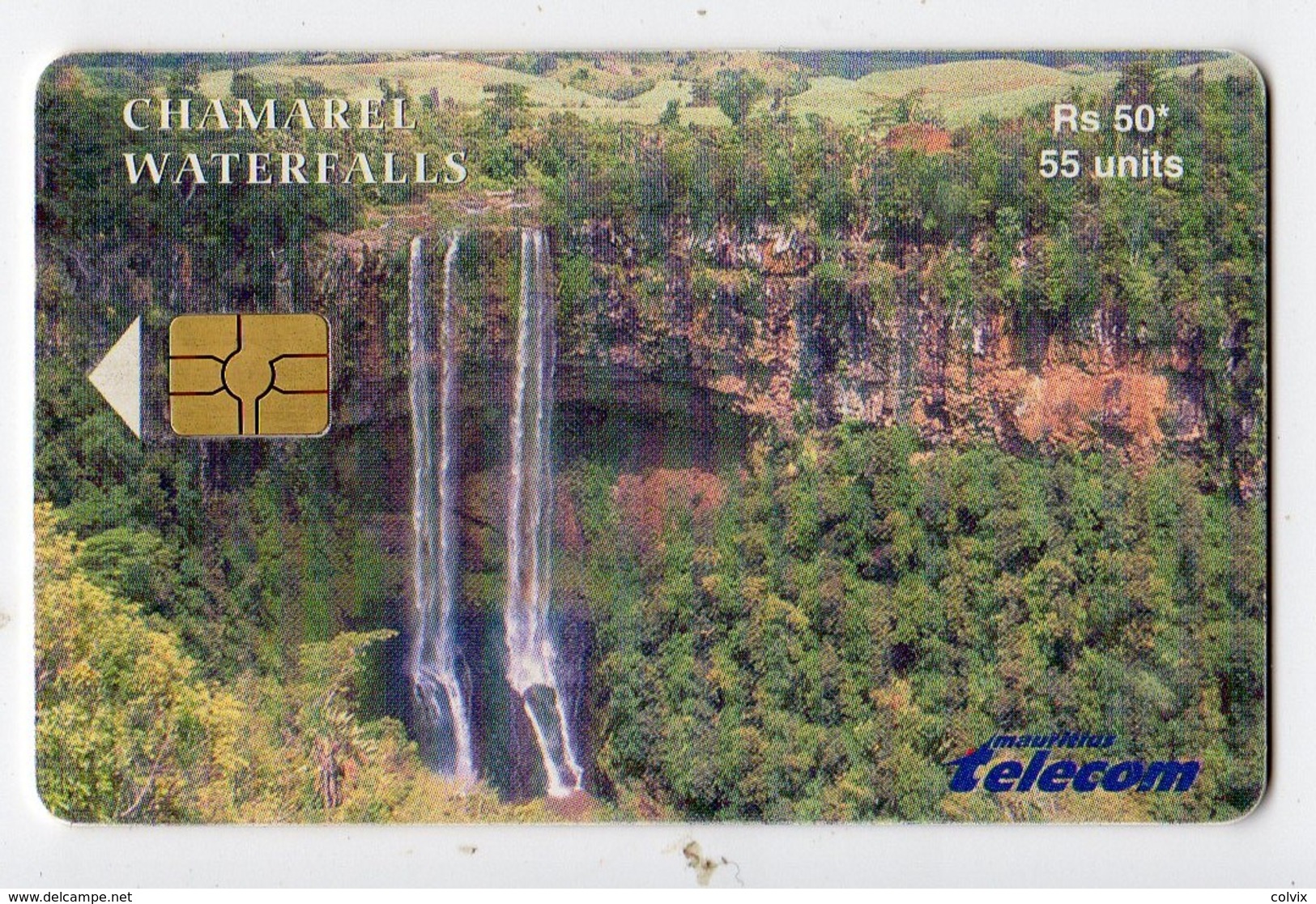 MAURICE Ref MV Cards MAU-55  55 U CHARAMEL WATERFALLS  Date Avril 2003 - Mauritius