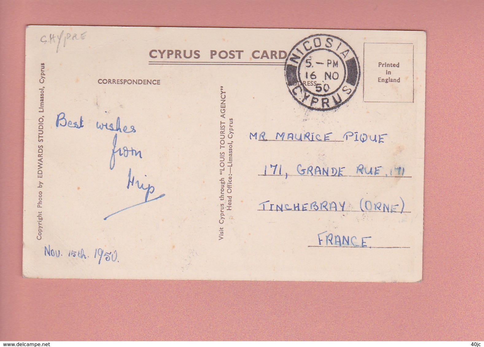 Europe . Moyen Orient . Chypre . Cachet Postal NICOSIA . - Cyprus
