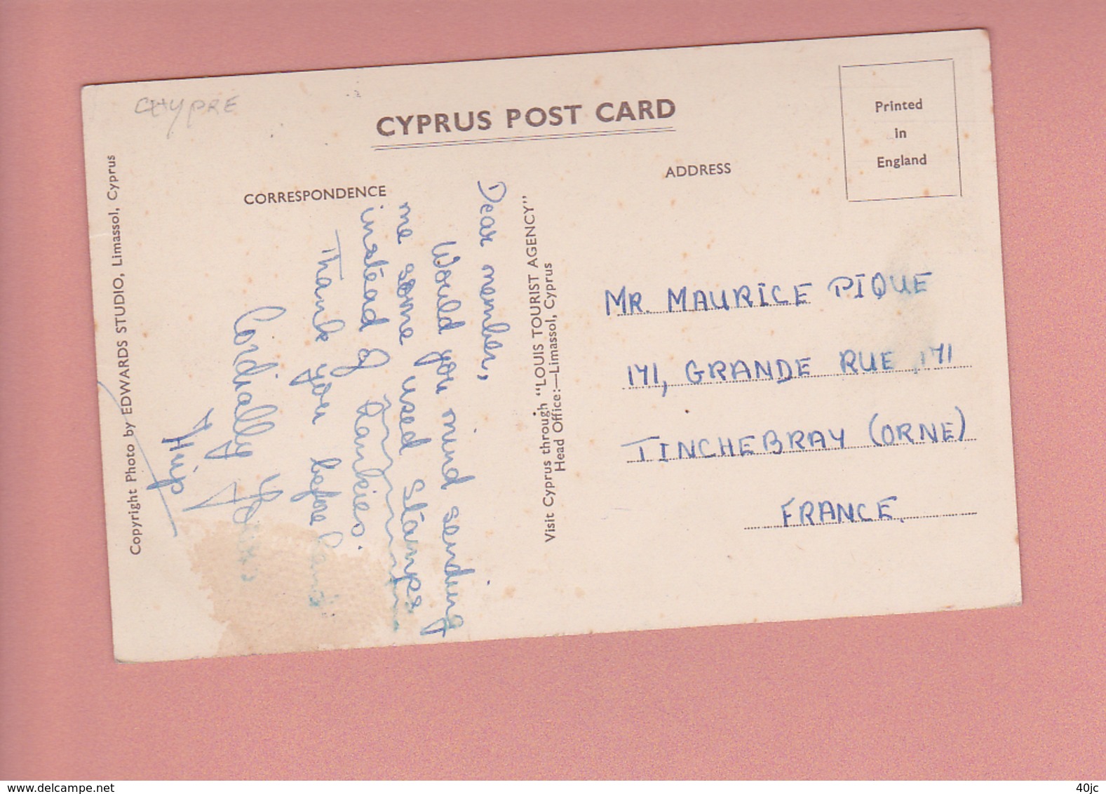 Europe . Moyen Orient . Chypre . Cachet Postal NICOSIA . - Cyprus