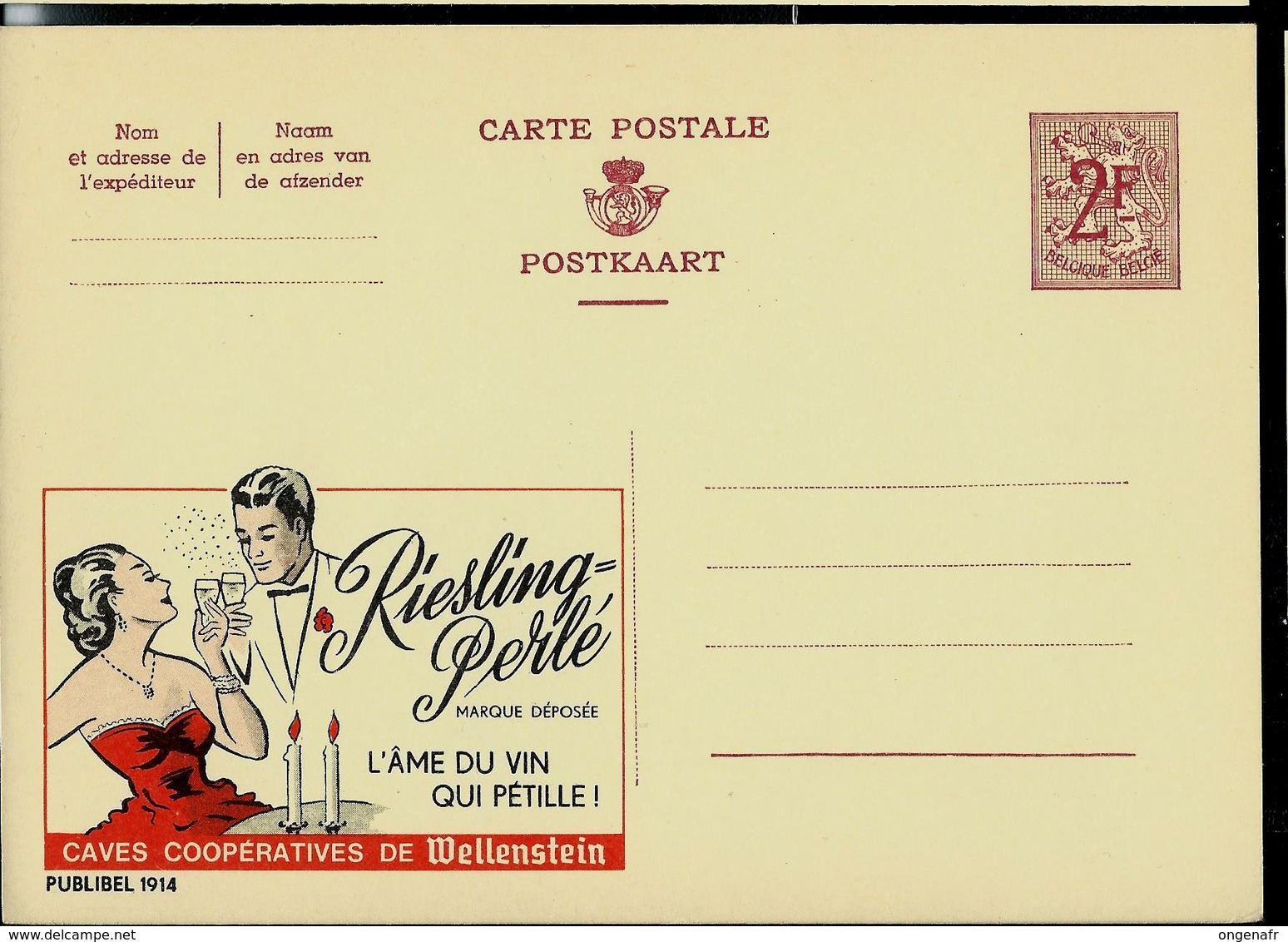 Publibel Neuve N° 1914  ( Riesling-Perlé  Caves Coopératives De Wellenstein) - Publibels