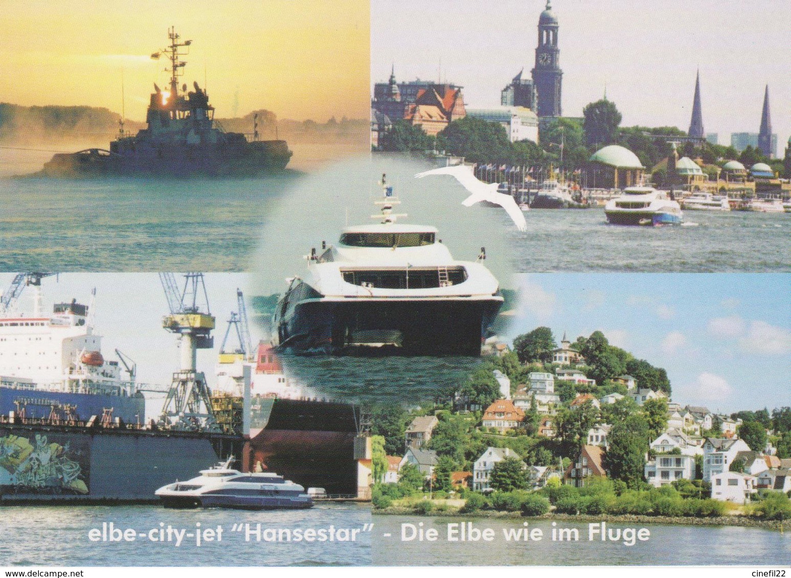 ALLEMAGNE, Elbe-City-Jet "Hansestar", Bateau, "L'Elbe Comme En Vol", Neuve Et Non Voyagée - Aéroglisseurs