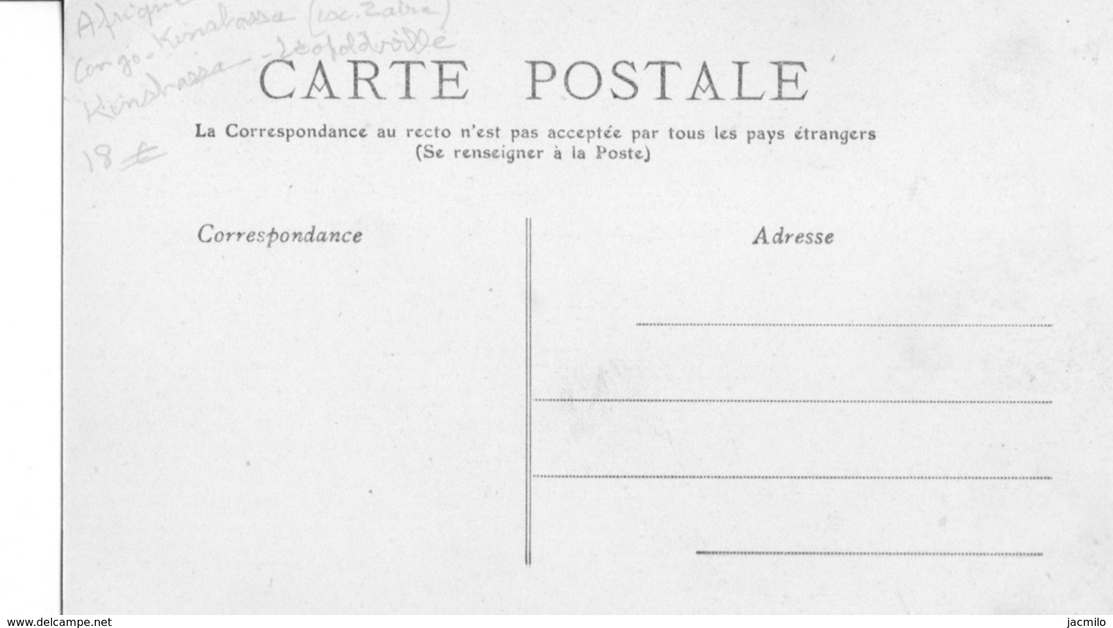 Expédition D'ivoire à La Gare De Kinshassa (Etat Indépendent Du CONGO).  ETAT NEUF. Voir SCANS Recto-verso - Kinshasa - Leopoldville