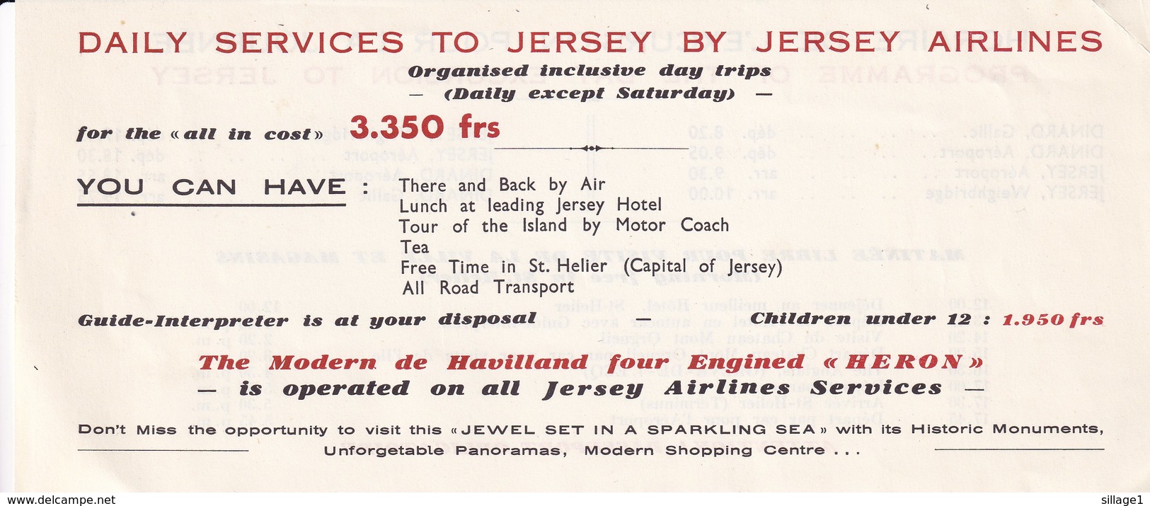 Jersey - Jersey Airlines - Avion - Aviation - Programme De L'excursion - Pub - Tickets - Boarding Card -  CPA Pub - Sin Clasificación