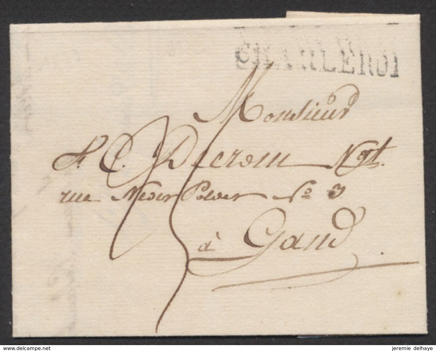 Précurseur - LAC Datée De Charleroy (14/2/1829) + Obl Linéaire CHARLEROI Et Port "25 Cents" > Gand - 1815-1830 (Holländische Periode)