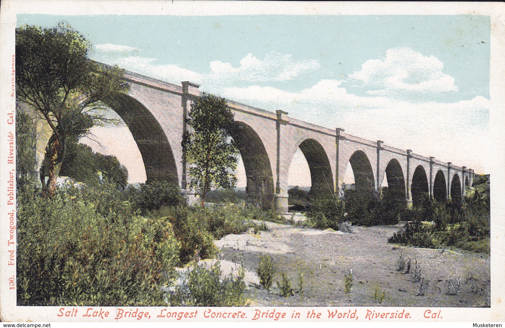 United States PPC Salt Lake Bridge, Longest Concrete Bridge In The World, Rivrdale California Publ. Fred Twogood (2 Scan - Fresno