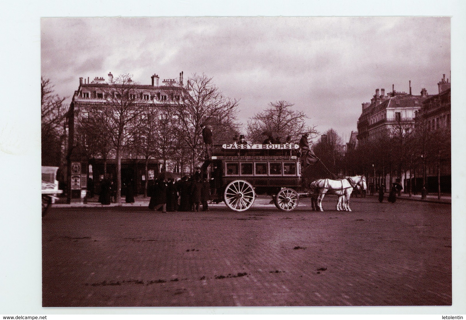 PSEUDO-ENTIER SUR CARTE POSTALE - L'OMNIBUS PASSY-BOURSE DE MARTIAL CAILLEBOTTE - - Pseudo-entiers Privés