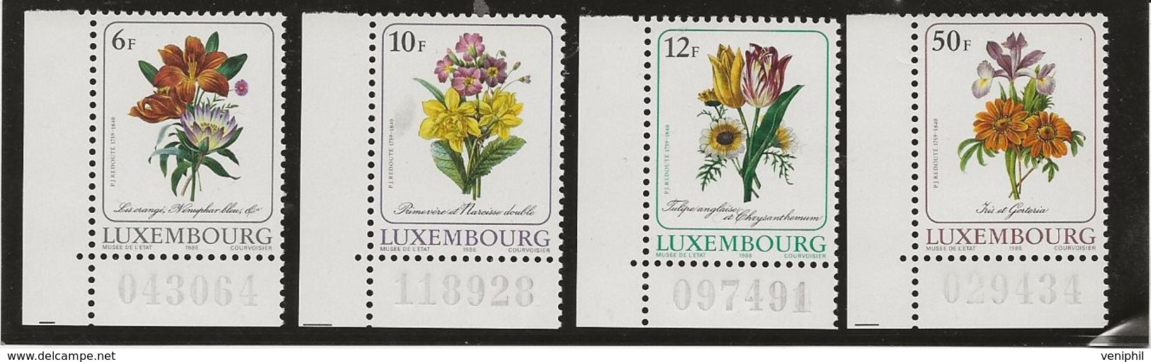 LUXEMBOURG - SERIE FLEURS N° 1140 A 1143 -NEUVE SANS CHARNIERE -ANNEE 1988 - Unused Stamps