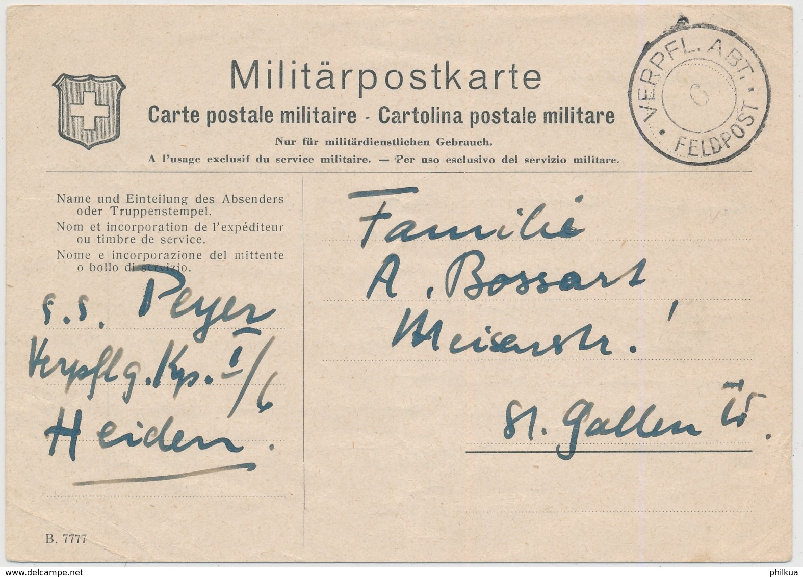 Feldpostkarte Mit Truppenstempel  VERPFL. ABT. 6 - FELDPOST - Postmarks