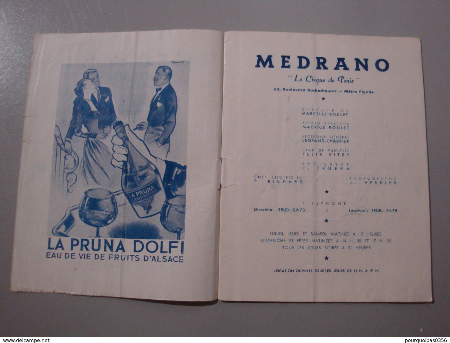 PROGRAMME CIRQUE DE PARIS MEDRANO 1948/1949 CLOWNS FRATELLINI - Programmes