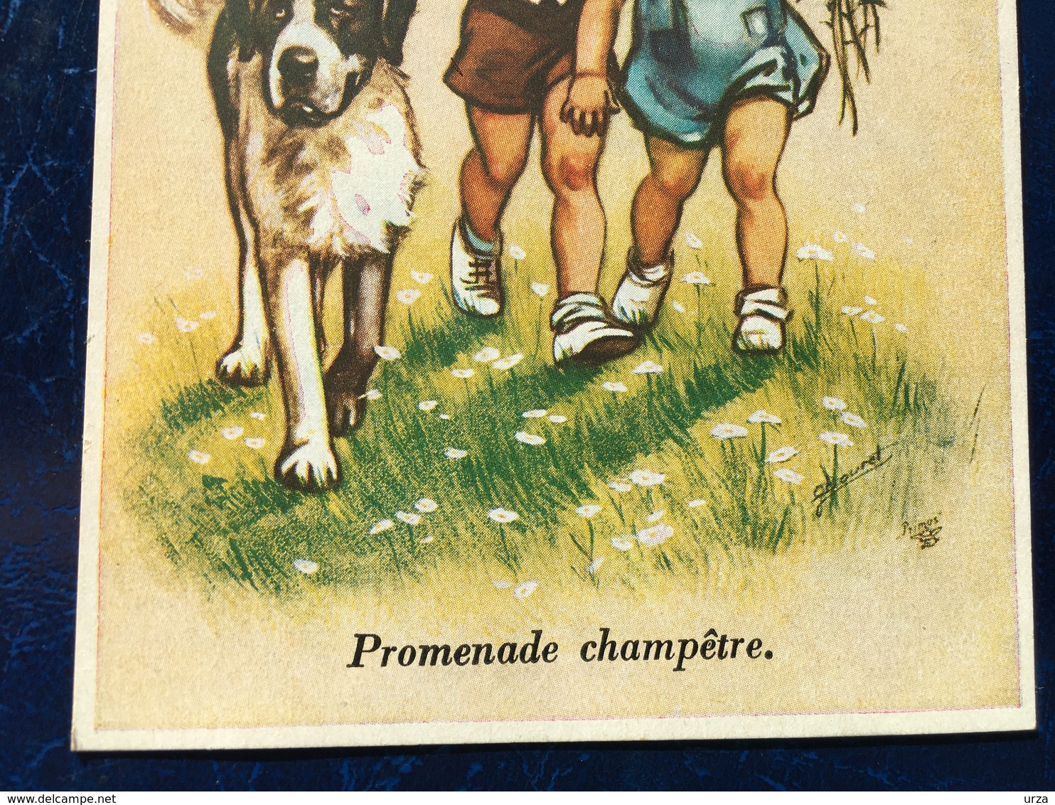 "Fillette,garçon Et Leur Saint-Bernard En Promenade Champêtre "-Germaine Bouret--(2307) - Bouret, Germaine