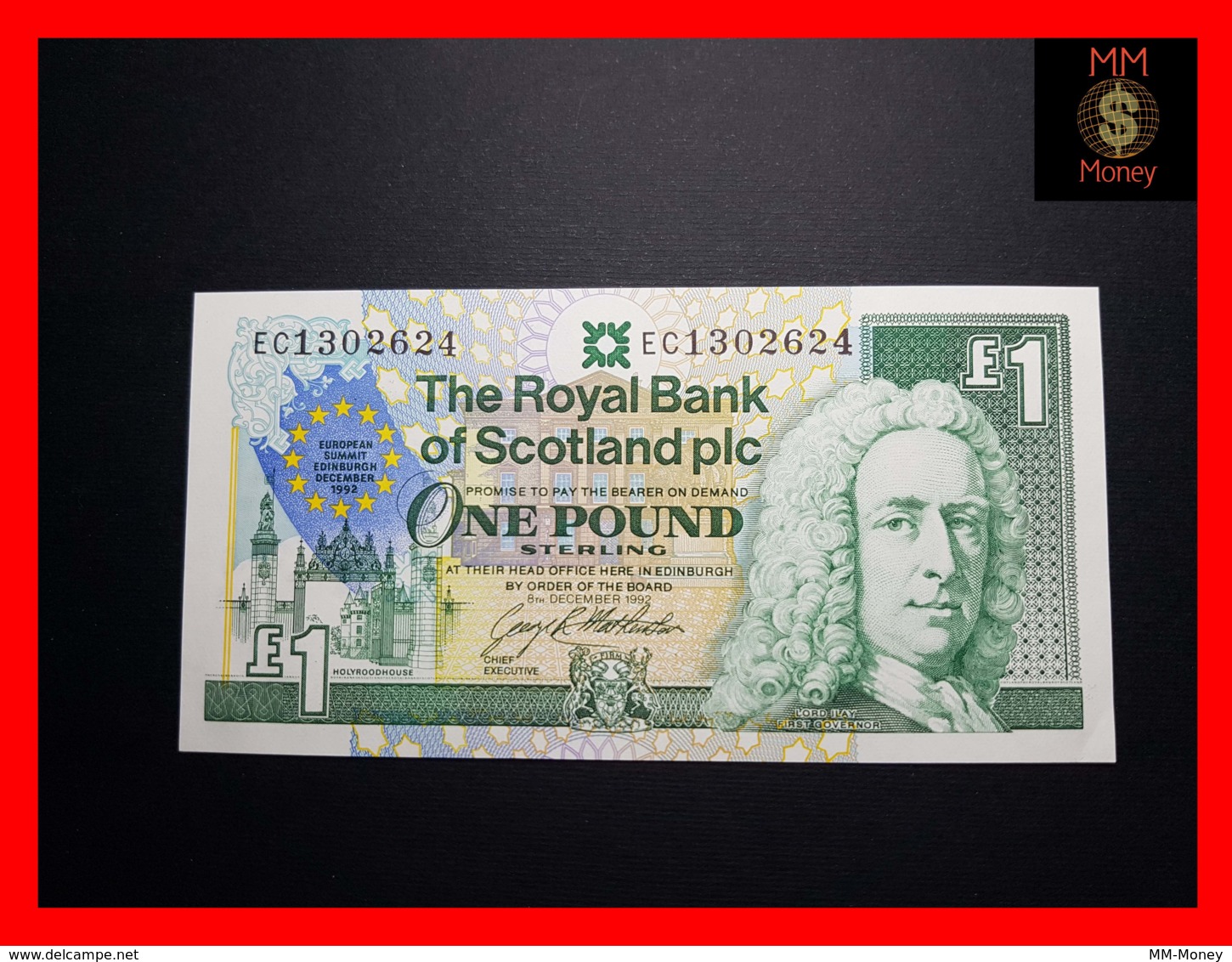 SCOTLAND 1 £  8.12.1992  P. 356 *COMMEMORATIVE*  *European Summit* RBS   UNC - 1 Pound