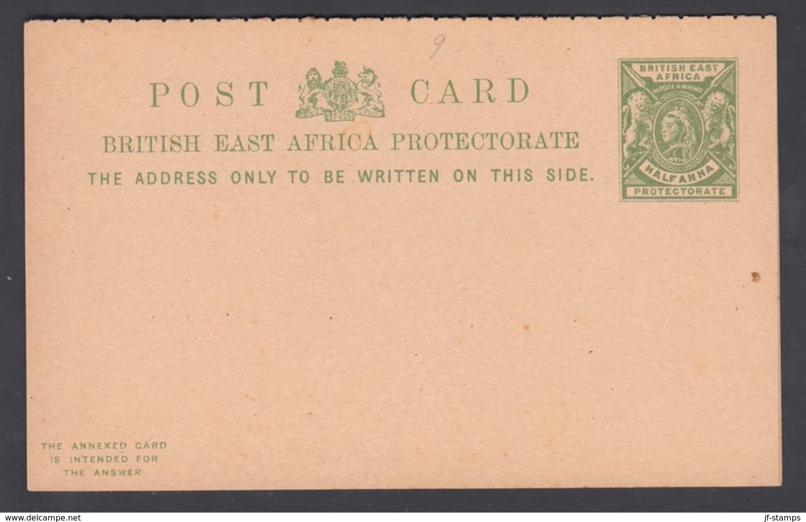 1890. BRITISH EAST AFRICA PROTECTORATE. POST CARD Double  HALF ANNA + HALF ANNA REPLY... () - JF322764 - Afrique Orientale Britannique