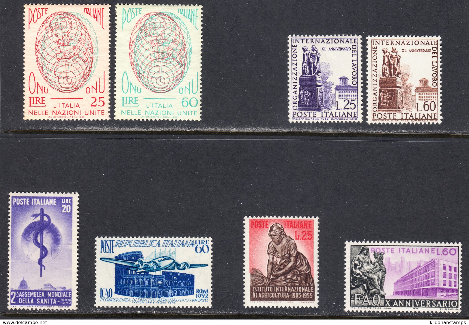 Italy 1949-1959 Mint No Hinge, Sc# 611,698,...,718-719,...,SG ,Mi - 1946-60: Nuevos