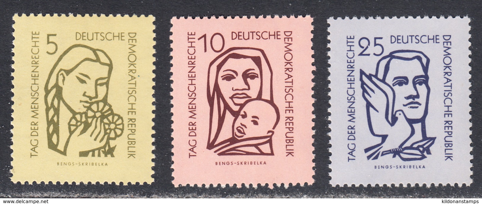 German Democratic Republic 1956 Human Rights Day, Mint No Hinge, Sc# 314-316, SG ,Mi - Neufs