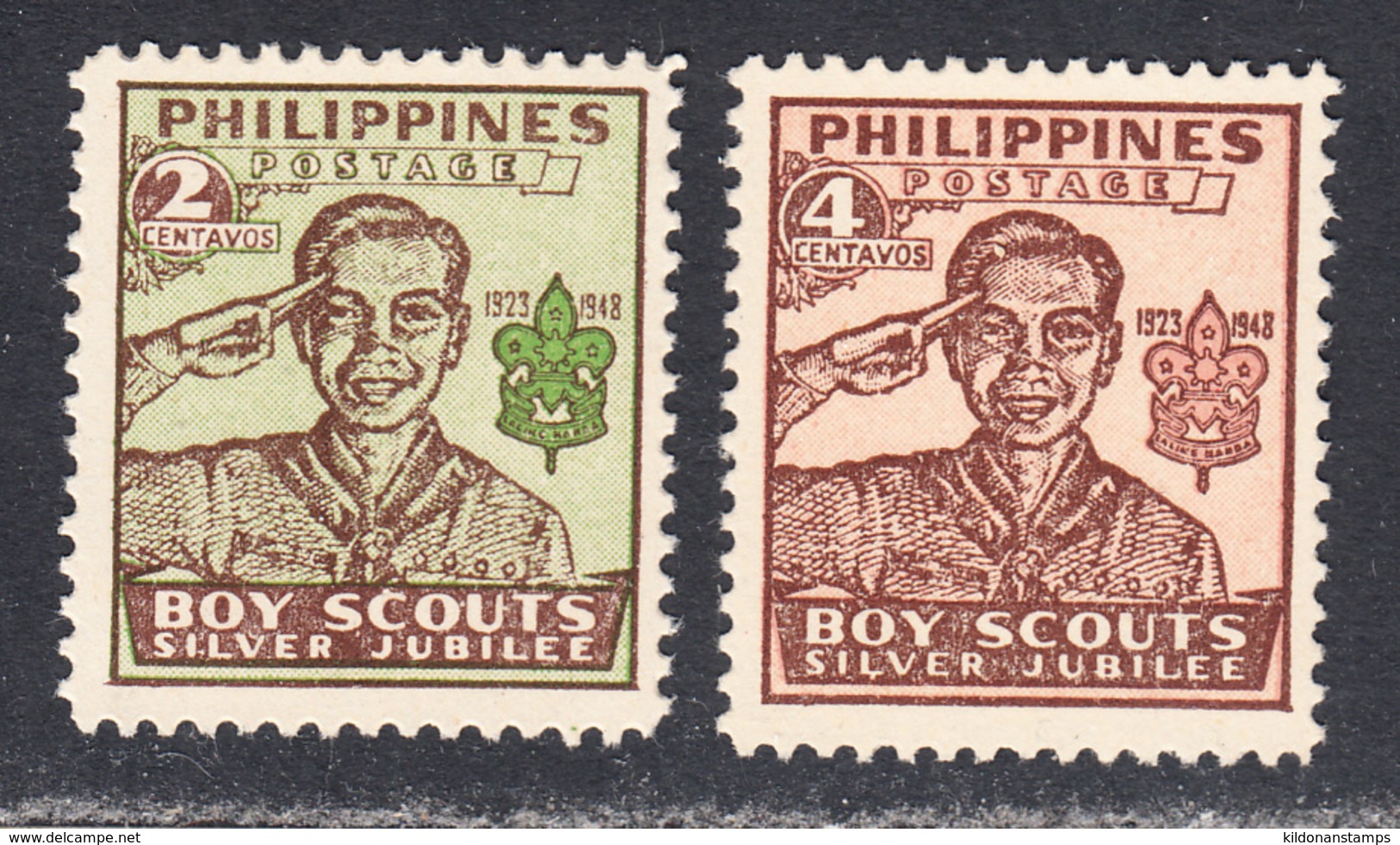 Philippines 1948 Scout Jubilee, Mint No Hinge, Sc# 528-529A,SG ,Mi 490-491 - Filipinas