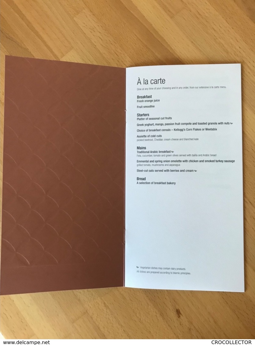 QATAR AIRWAYS BUSINESS CLASS MENU  DOH-EUR/JC/HBMS/CY4-V1 - Menu Cards