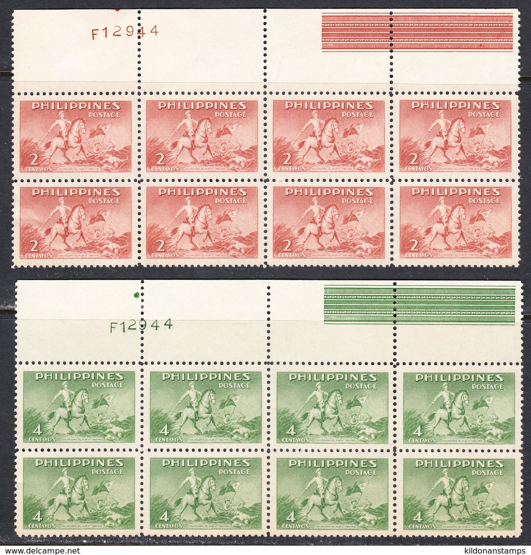 Philippines 1949, Mint No Hinge, Block Of 8, Sc# 535-536 ,SG ,Mi 499-500,Yt - Philippinen